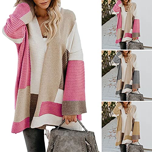 Taitan Color de las mujeres a juego Cardigan de longitud media manga larga moda suelta ropa de invierno casual