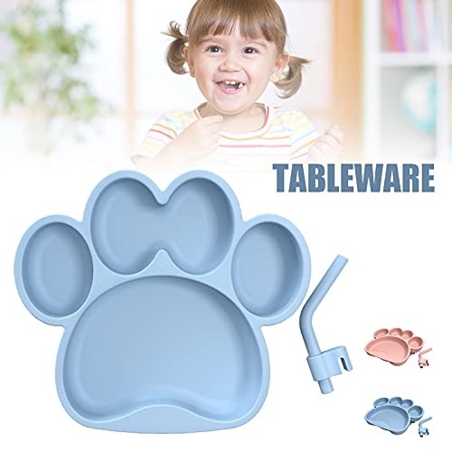 Taitan Juego de cuencos de pata de oso lavable con pajita y tapa, de silicona extraíble y duradera para niños