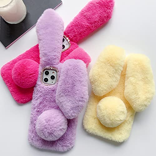 TAITOU - Funda para HTC UPlay Art hecha a mano, esponjosa de lana de conejo con forma de bola de invierno cálida y suave, funda para HTC U Play LPurple