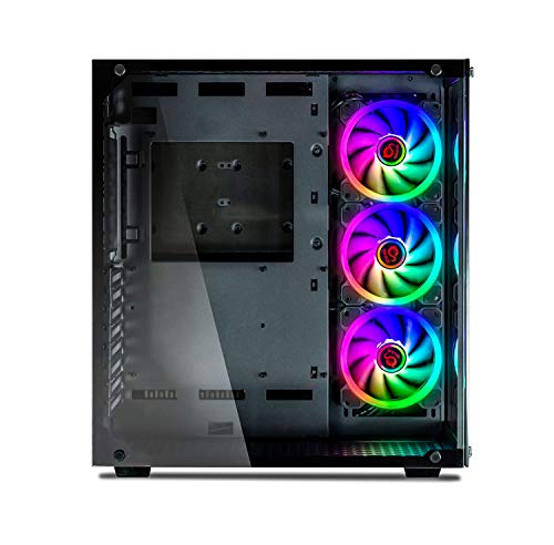 Talius Cronos Caja Gaming ATX, Cristal Templado + 9 Ventiladores Iris Spectrum RGB + Adaptador VGA Riser Vertical (Disponible en Tres Colores)