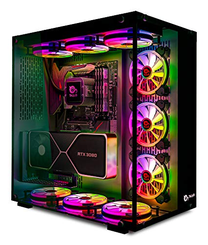 Talius Cronos Caja Gaming ATX, Cristal Templado + 9 Ventiladores Iris Spectrum RGB + Adaptador VGA Riser Vertical (Disponible en Tres Colores)