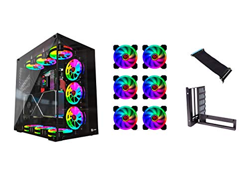 Talius Cronos Caja Gaming ATX, Cristal Templado + 9 Ventiladores Iris Spectrum RGB + Adaptador VGA Riser Vertical (Disponible en Tres Colores)