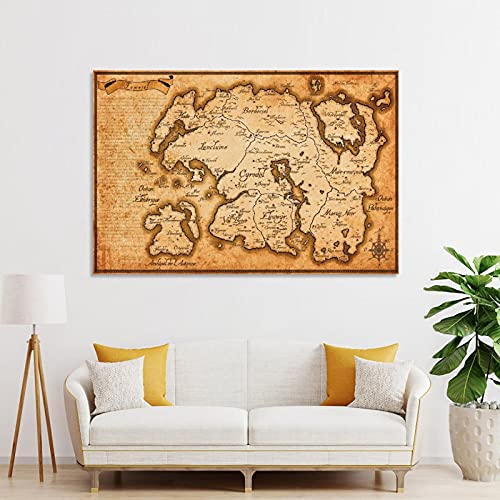 Tamriel - Póster decorativo para pared, diseño de mapa, 30 x 45 cm