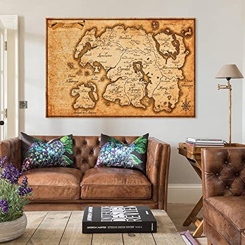 Tamriel - Póster decorativo para pared, diseño de mapas, 30 x 45 cm