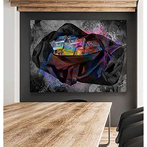 Tankaa Oficina Motivacional Lienzo Impresión Monedero Bolsa Éxito Decoración De Pared Moderno Arte Dólares Decoración Motivación Emprendedor Inspiracional Arte Mural. 50x75cm Framed