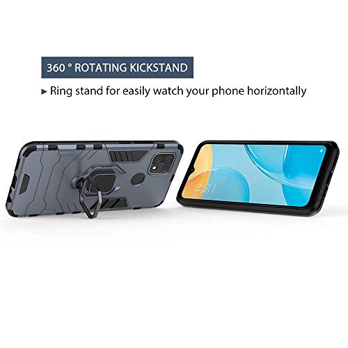 TANYO Funda + [2 Piezas] Protector de Pantalla para OPPO A15, TPU/PC Antigolpes Armor Protección Carcasa [360° Soporte] con 9H Dureza Vidrio Templado Protector, Azul