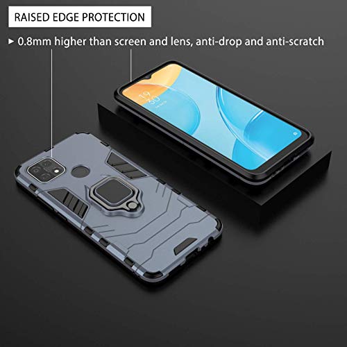 TANYO Funda + [2 Piezas] Protector de Pantalla para OPPO A15, TPU/PC Antigolpes Armor Protección Carcasa [360° Soporte] con 9H Dureza Vidrio Templado Protector, Azul