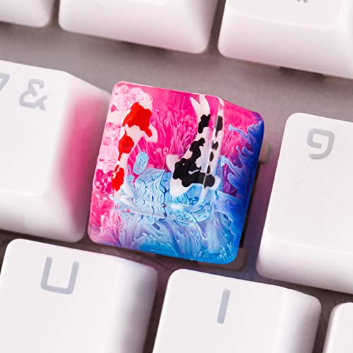 Tapa de llave retroiluminada para Cherry MX Mecánica Koi Fish Resina Artesanal Keycaps 1U