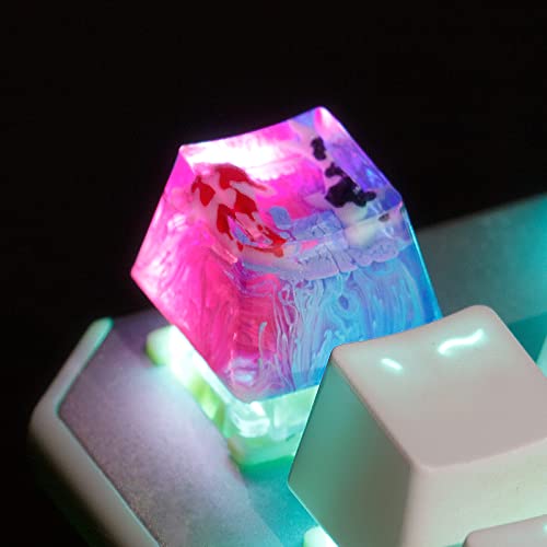 Tapa de llave retroiluminada para Cherry MX Mecánica Koi Fish Resina Artesanal Keycaps 1U