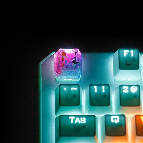 Tapa de llave retroiluminada para Cherry MX Mecánica Koi Fish Resina Artesanal Keycaps 1U