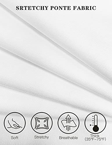 Tapata - Pantalones de vestir elásticos rectos con bolsillos con tallaje tall, petite y regular para oficina, trabajo y negocios, Blanco, Large