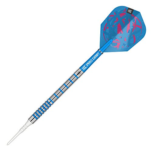 Target Darts Soft Tip Darts Orb 12 22G 80% Tungsteno Punta Suave Dardos Set, Unisex, Plata, Azul y Rosa, 22 g