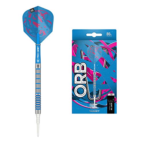 Target Darts Soft Tip Darts Orb 12 22G 80% Tungsteno Punta Suave Dardos Set, Unisex, Plata, Azul y Rosa, 22 g