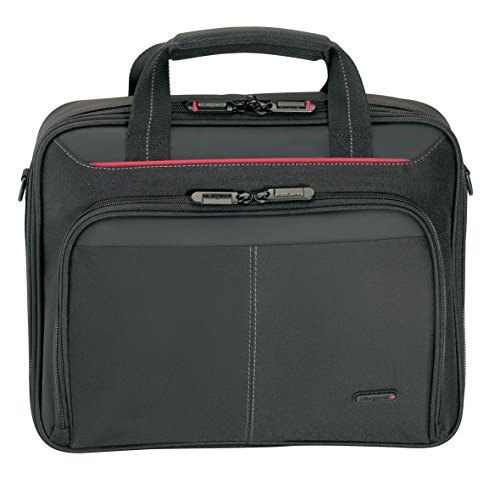 Targus Classic Clamshell maletín para ordenador portátil de 15.6", cómodo bolso bandolera para hombre y mujer, maletín organizador multicompartimentos – negro, CN31