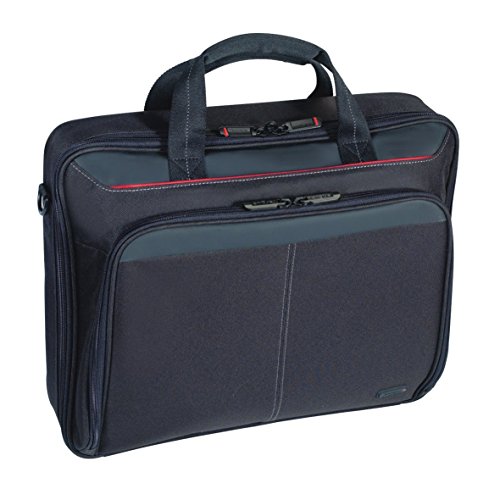 Targus Classic Clamshell maletín para ordenador portátil de 15.6", cómodo bolso bandolera para hombre y mujer, maletín organizador multicompartimentos – negro, CN31
