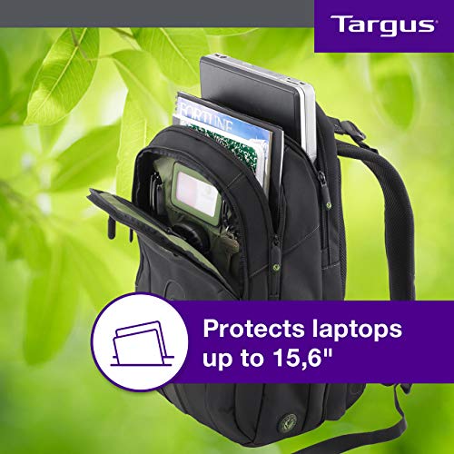 Targus EcoSpruce Mochila para portátil 27 L, mochila ecológica para ordenadores de hasta 15,6", bolsa para portátil fabricada con botellas de plástico - Negro, TBB013EU