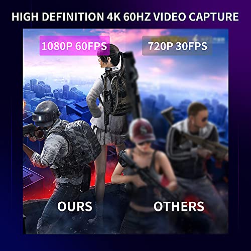 Tarjeta de Captura de Video HDMI 4K, Tarjeta de Captura de Juegos USB 3.0 Adaptador de Captura de 1080P para transmisión, enseñanza, videoconferencia o transmisión en Vivo (Negro)