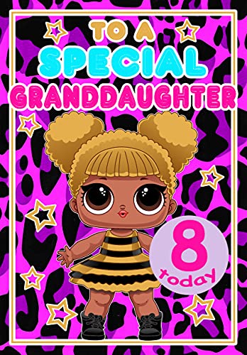 Tarjeta de cumpleaños para nieta de 8 años – LOL Sorpresa – todo color interior – publicada el mismo día