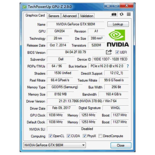 Tarjeta gráfica de 8 GB para Ordenador portátil Clevo P170 P170EM P170SM P370EM P375SM P370SM P370SM P177SM, NVIDIA GTX 980M GDDR5 8 GB MXM 3.0 VGA Board Piezas de Repuesto