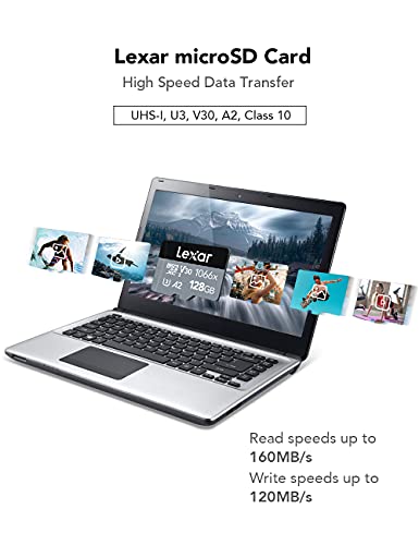 Tarjeta Lexar Professional 1066x 128GB microSDXC UHS-I Serie Silver, Incluye Adaptador SD, hasta 160MB/s de Lectura (LMS1066128G-BNAAG)