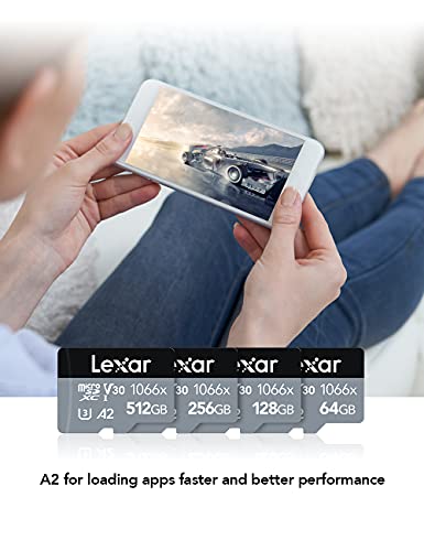 Tarjeta Lexar Professional 1066x 128GB microSDXC UHS-I Serie Silver, Incluye Adaptador SD, hasta 160MB/s de Lectura (LMS1066128G-BNAAG)