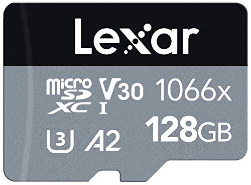 Tarjeta Lexar Professional 1066x 128GB microSDXC UHS-I Serie Silver, Incluye Adaptador SD, hasta 160MB/s de Lectura (LMS1066128G-BNAAG)