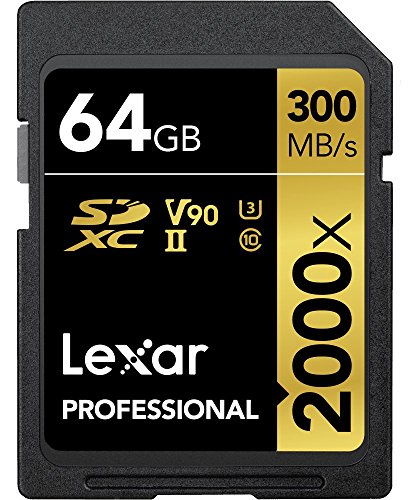 Tarjeta Lexar Professional 2000x 64GB SDXC UHS-II sin Lector, hasta 300MB/s de Lectura (LSD2000064G-BNNAG)