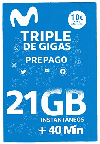 Tarjeta sim prepago Movistar Oferta Navidad Triple de Gigas 7GB+7GB+7GB - 21GB + 40 Min (Prepago Plus)