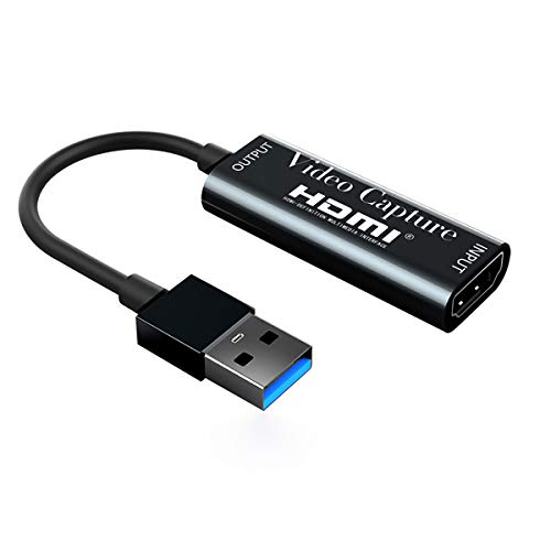 Tarjetas de captura de vídeo 4K, HDMI tarjeta de captura de vídeo USB 3.0 HD 1080P adaptador de captura, para juegos, streaming, enseñanza, videoconferencia, transmisión en vivo (negro)