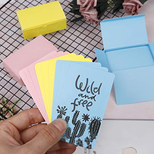 Tarjetas de Papel en Blanco 300 Piezas Tarjetas para Escribir Bloc de Notas para Memorizar DIY Mensaje Etiquetas de Regalo 9x5.4 cm (Amarillo/Rosa/Azul)
