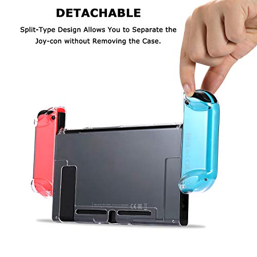 Tasikar Funda Compatible con Nintendo Switch Separables Funda Cristal Transparente Compatible con Nintendo Switch Console y Joy-con Controllers (Transparente)