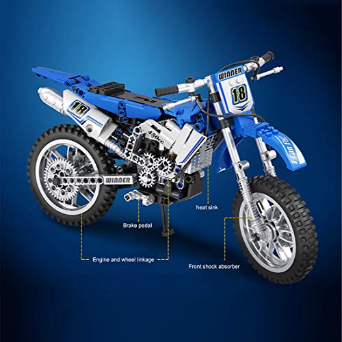 TASS 474 piezas de técnica para motos de cross de 1/6 de carreras, bloques de construcción compatible con Lego Technic.
