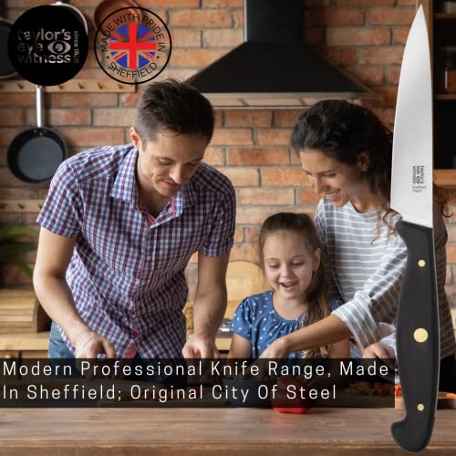 Taylors Eye Witness Cuchillo De Cocina Para Cocineros De Fabricación Británica: Filo De 10 Cm Con Hoja Ultrafina Y Puntiaguda, Rectificado Con Precisión De Acero Inoxidable De Alto Carbono