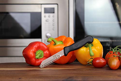 Taylors Eye Witness Sheffield - Cuchillo pelador de verduras profesional de 7 cm con guía de alambre/sistema de protección. Hoja ultra fina, tierra de precisión de acero de afeitar. Mango de fibra (cuchillo de pelar de 7 cm)