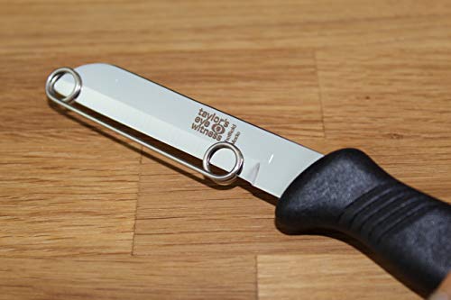 Taylors Eye Witness Sheffield - Cuchillo pelador de verduras profesional de 7 cm con guía de alambre/sistema de protección. Hoja ultra fina, tierra de precisión de acero de afeitar. Mango de fibra (cuchillo de pelar de 7 cm)