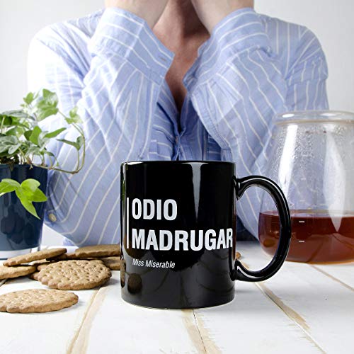 Taza Miss Miserable mensaje Odio madrugar - Taza original - Taza desayuno original - Tazas graciosas - Tazas de café - Regalo original
