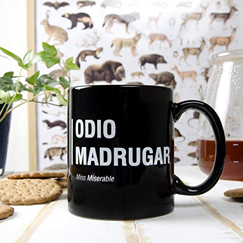 Taza Miss Miserable mensaje Odio madrugar - Taza original - Taza desayuno original - Tazas graciosas - Tazas de café - Regalo original