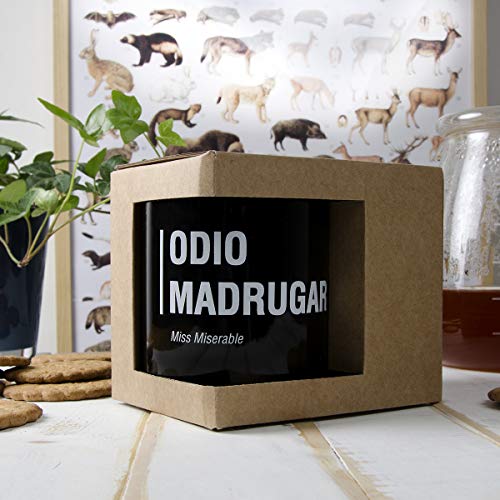 Taza Miss Miserable mensaje Odio madrugar - Taza original - Taza desayuno original - Tazas graciosas - Tazas de café - Regalo original