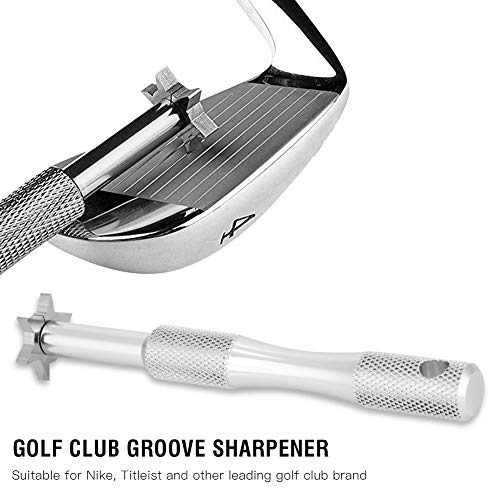 Tbest Golf Club Groove Sharpener, Afilador de Ranuras con 6 Cabezales Golf Regrooving Groove Sharpener Acero Herramienta de Limpiador Club de Golf reemplazo para Cuñas y Hierros(Plata)
