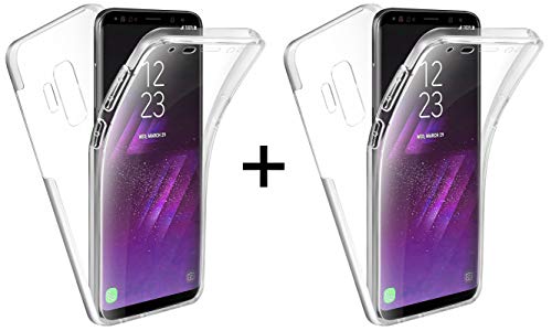TBOC 2X Funda para Samsung Galaxy S9 Plus - S9+ - [Pack: Dos Unidades] Carcasa [Transparente] Completa [Silicona TPU] Doble Cara [360 Grados] Protección Integral Total Delantera Trasera Lateral Móvil
