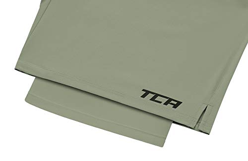TCA Hombre Ultra Pantalón Corto 2 en 1 con Bolsillo con Cremallera - Pantalones Cortos - Army/Army (Verde/Verde), L