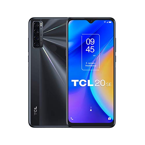 TCL 20 SE - Smartphone de 6.82" HD+ con NXTVISION (Qualcomm 460, 4G, 4GB/64GB Ampliable MicroSD, Dual SIM, Cámaras 16MP+5MP+2MP+2MP, Batería 5000mAh, Android 11) Negro