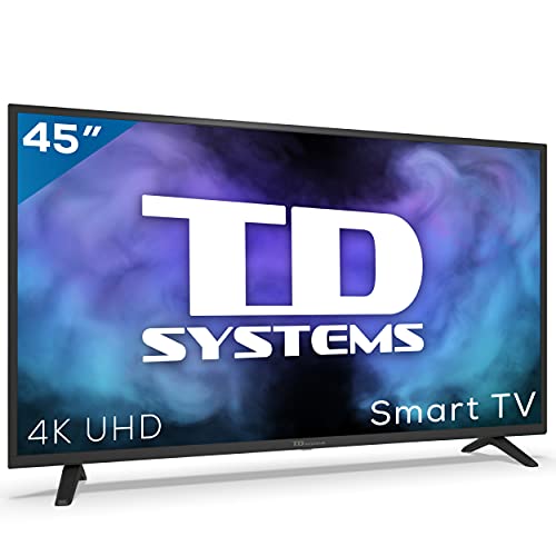 TD Systems K45DLJ12US - Televisores Smart TV 45 Pulgadas 4k UHD, Android 9.0 y HBBTV, 1300 PCI Hz, 3X HDMI, 2X USB. DVB-T2/C/S2, Modo Hotel. Televisiones