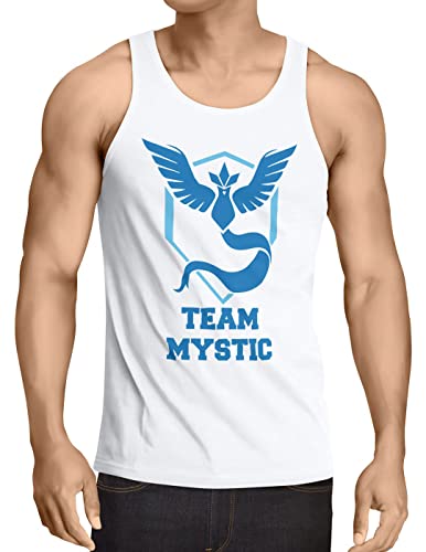 Team Azul Mystic Camiseta de Tirantes para Hombre Tank Top Articuno, Talla:XL, Color:Blanco