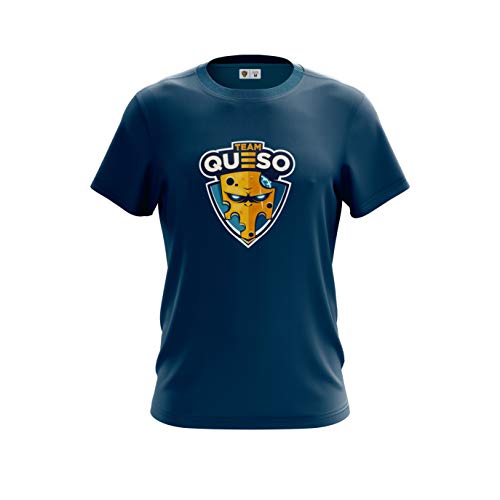 Team Queso Logo Camiseta, Azul, XL para Hombre