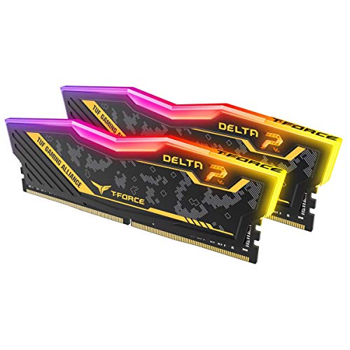 TEAMGROUP T-Force Delta TUF Gaming Alliance RGB DDR4 32 GB (2 x 16 GB) 3200 MHz (PC4-25600) CL16 Desktop Gaming Memory Ram TF9D432G3200HC16FDC01 - TUF