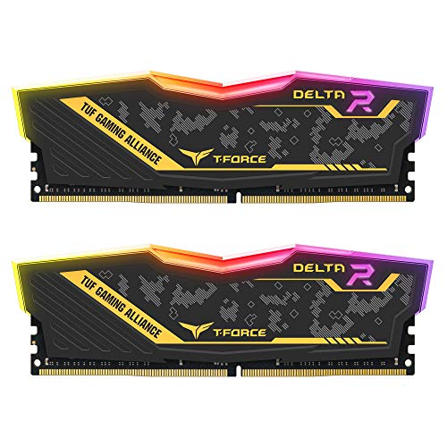 TEAMGROUP T-Force Delta TUF Gaming Alliance RGB DDR4 32 GB (2 x 16 GB) 3200 MHz (PC4-25600) CL16 Desktop Gaming Memory Ram TF9D432G3200HC16FDC01 - TUF