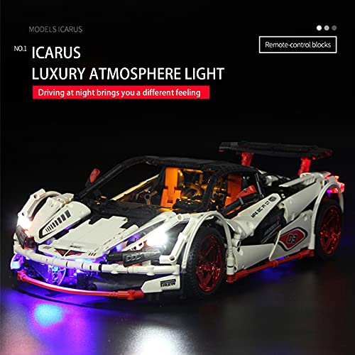 Technic Car Kit De Bloques Construcción Para Auto Deportivo Icarus, 1900 Piezas Modelo Carreras Con Control Remoto Y Motores, Compatible Lego dynamic,43 * 21 * 12cm