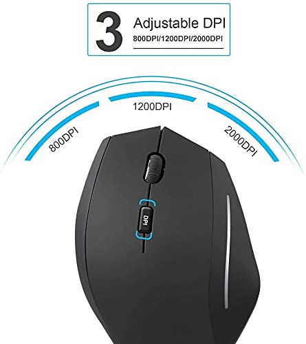 TECKNET Ratón Inalámbrico Vertical Ratón Ergonómico 2000 dpi, Diseño Ergonómico Vertical para Reducir el Dolor de la Muñeca, 6 Pulsadores Ajustables, Duración de la Batería de 18 Meses