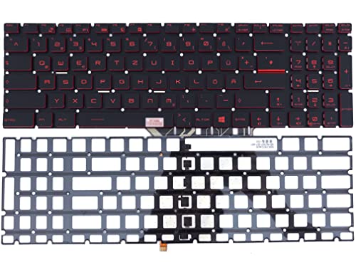 Teclado alemán – con iluminación roja sin marco, para MSI GF72VR 7RF (MS-179B), GF72, GF72 8RE (MS-179E), GF72 7RD (MS-1799), GF72 7RE (MS-1799)